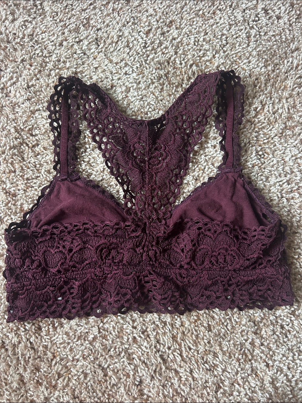 Lace Racerback Bralette Deep Plum - Picture 2 of 2
